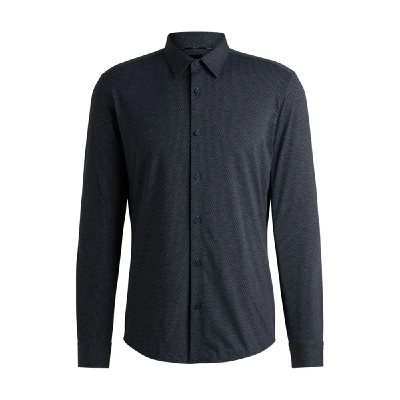 Slim-fit shirt in printed performance-stretch jersey