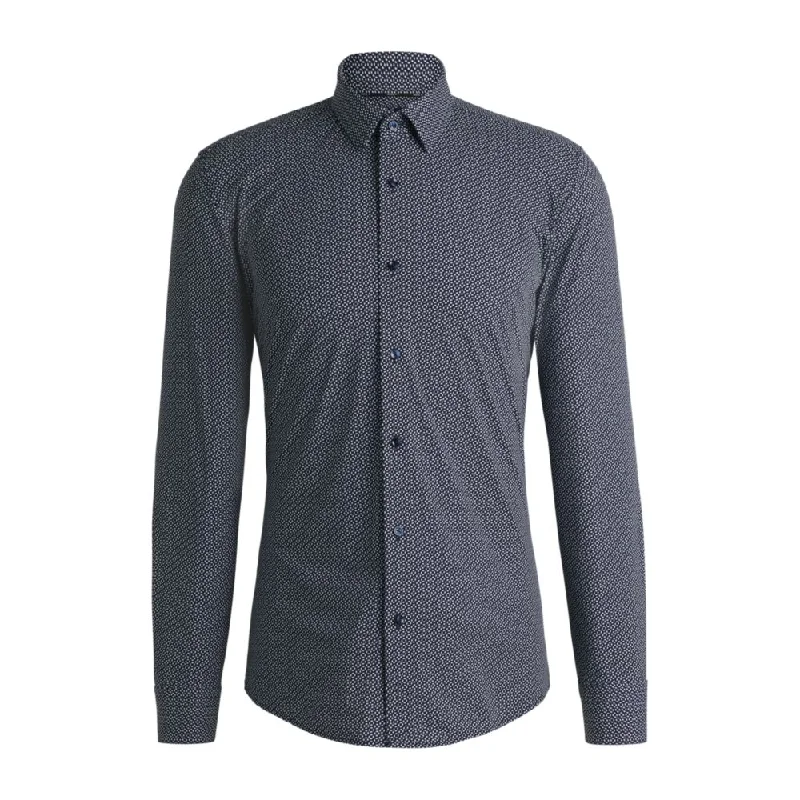 Slim-fit shirt in printed performance-stretch jersey