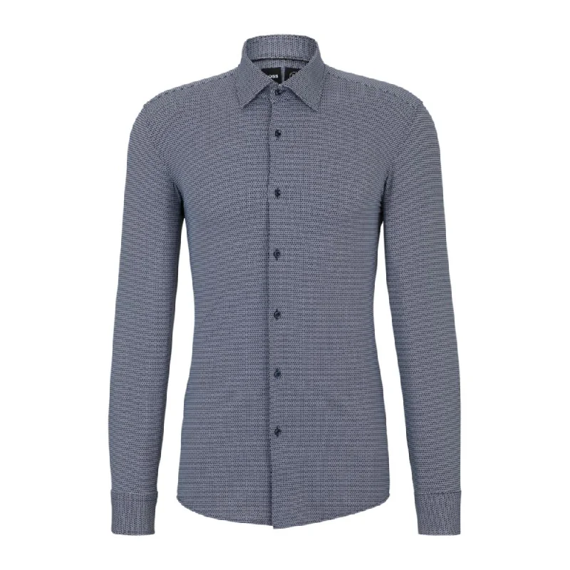 Slim-fit shirt in printed performance-stretch material