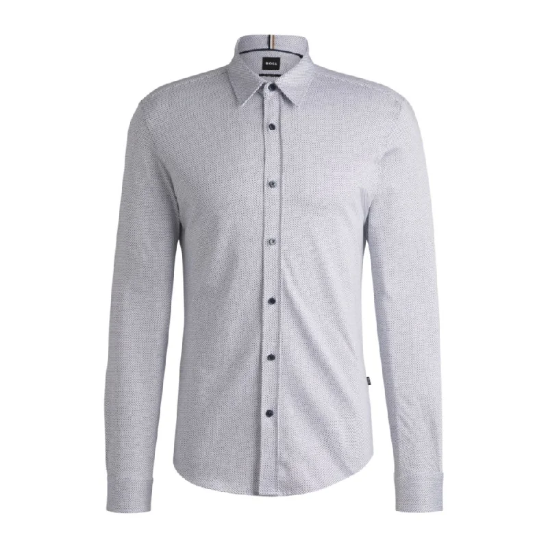 Slim-fit shirt in structured cotton jersey