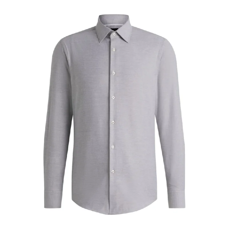 Slim-fit shirt in structured stretch cotton