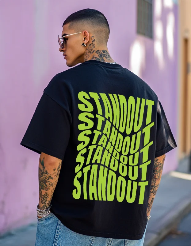 Low Prices Stand Out Black Oversized Back Graphic Printed Tshirt