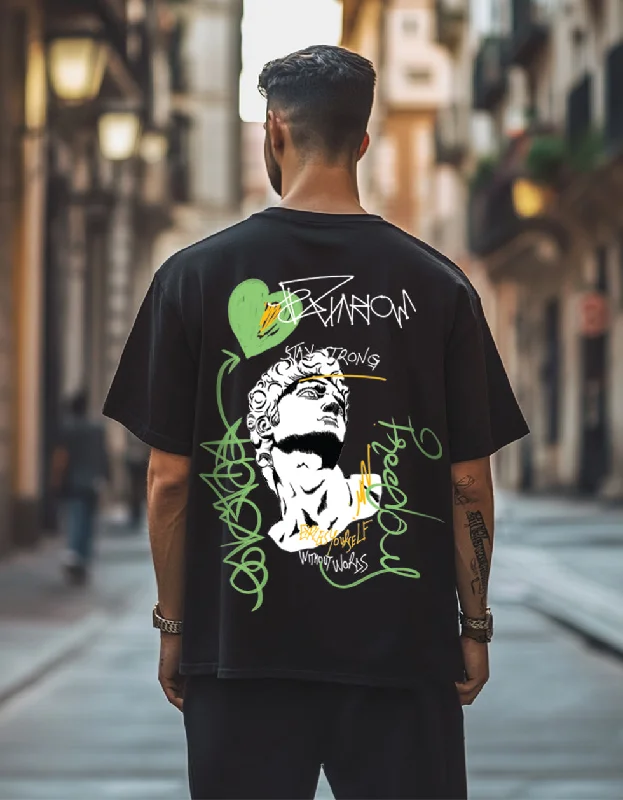 Limited Time Offer Stay Strong Black Oversized Back Graphic Printed Tshirt