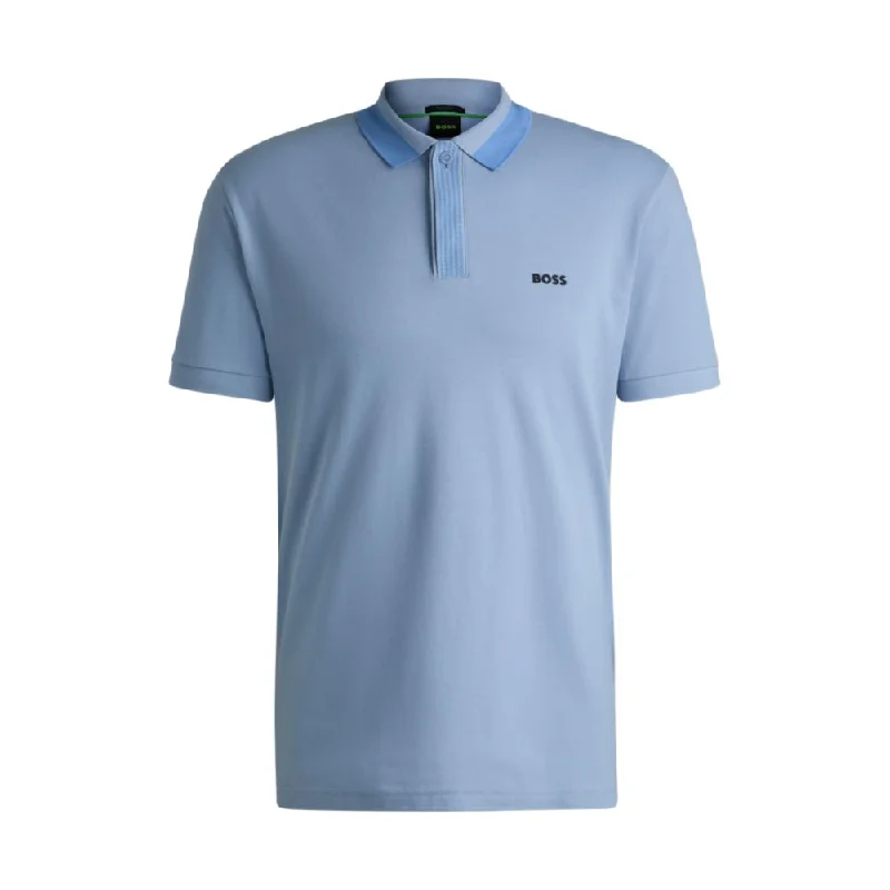 Stretch-cotton polo shirt with contrast logo