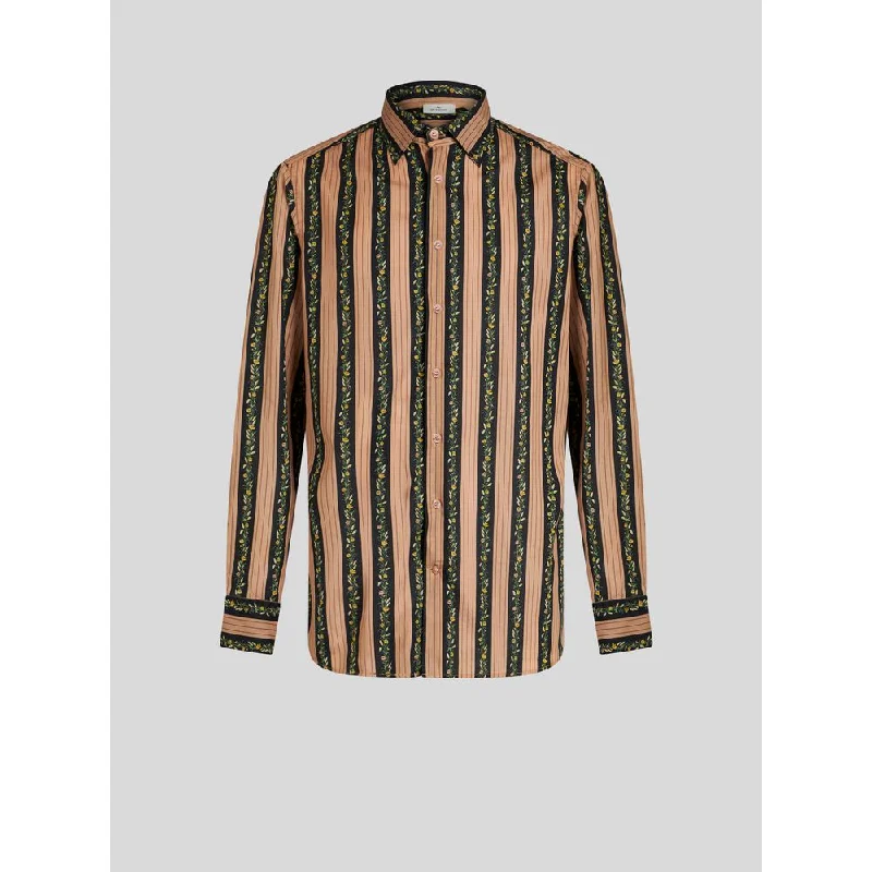 Year-End Sale STRIPED SHIRT WITH FLOWERS
