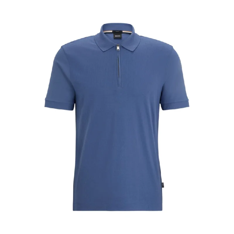 Structured-cotton slim-fit polo shirt with zip placket