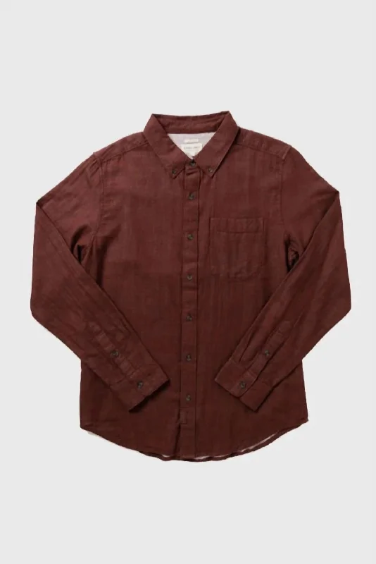 Sutton Doublecloth Button Down Shirt In Burgundy