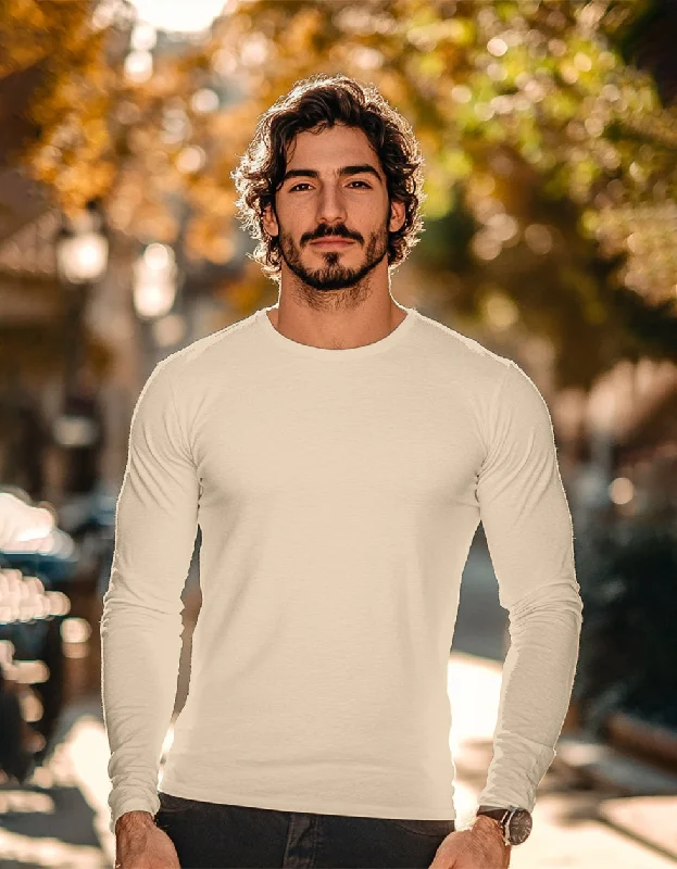 Overstock Clearance Swan White Plain Full Sleeves Regular Fit T-shirt