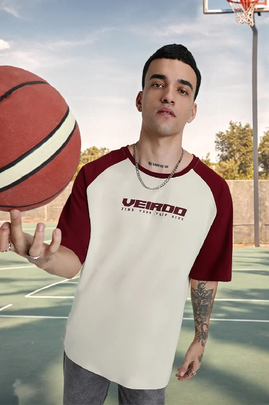 Don't Miss Swanwhite-Maroon Raglan Oversized Typography Printed Tshirt