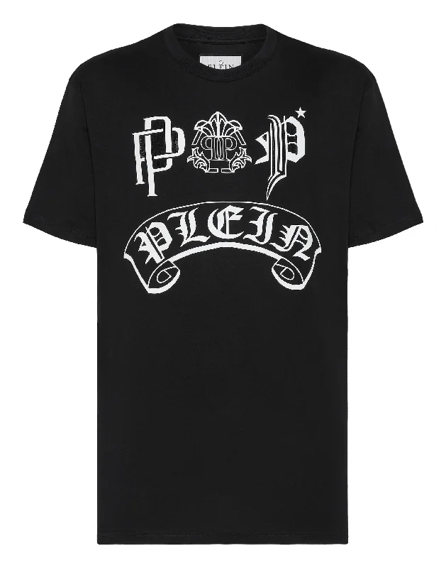 Mega Sale T-shirt Round Neck SS Gothic Plein with Crystals