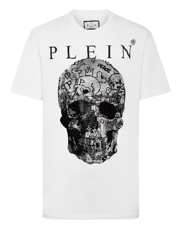New Arrival T-shirt Round Neck SS Skull with Crystals