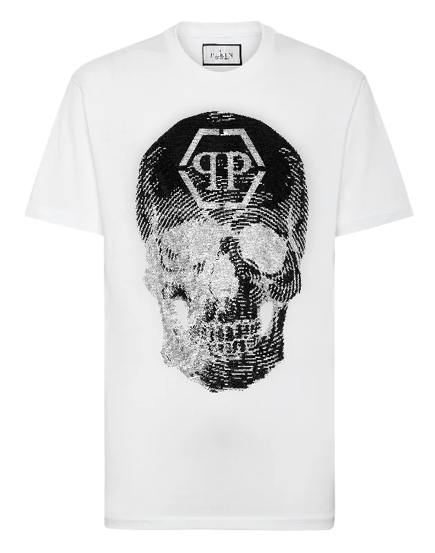 Price Drop Alert T-shirt Round Neck SS Skull with Crystals