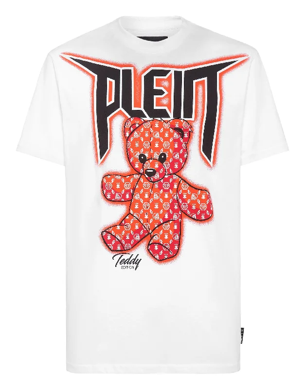 Markdown Sale T-shirt Round Neck SS Spray Effect Print Teddy Bear