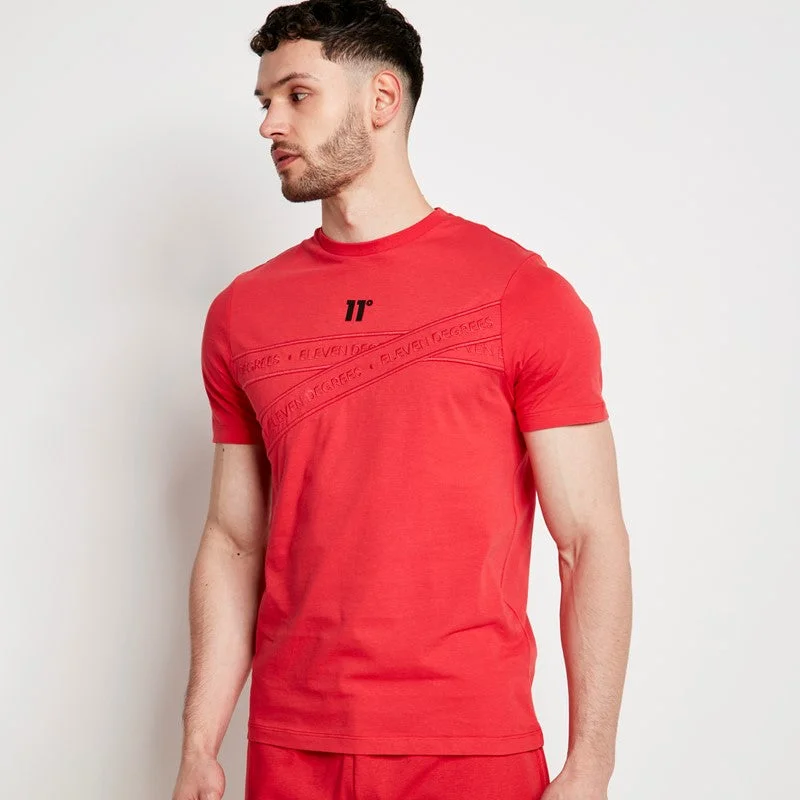 Lowest Price Text Detail T-Shirt - Goji Berry Red