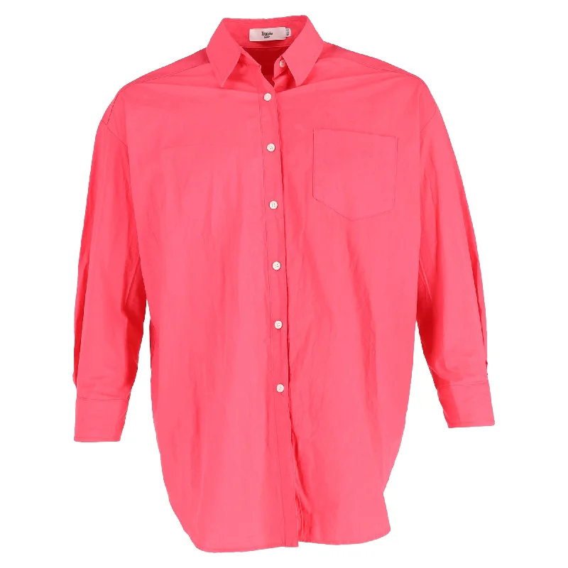 Super Sale The Frankie Shop Button-Down Shirt in Bright Pink Cotton