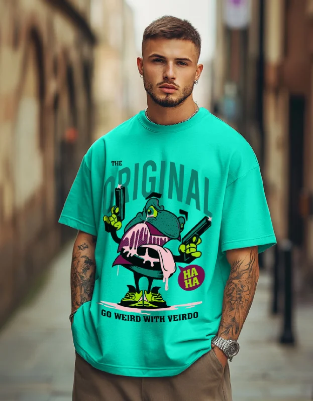 Deep Discounts Originals Green Oversized Chest Graphic Printed Tshirt