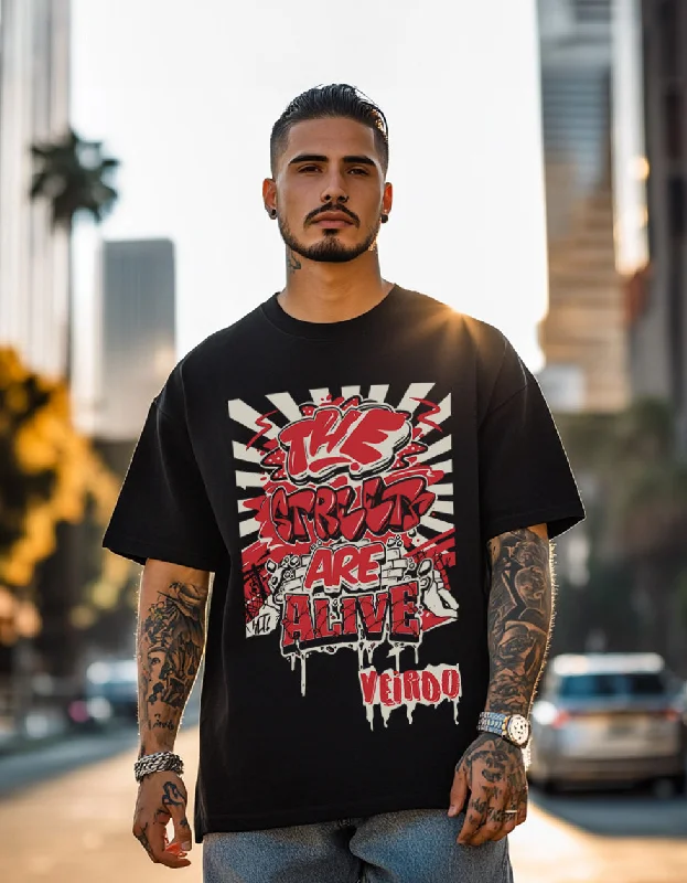 Massive Deals Streets Are Alive Black Oversized Tshirt