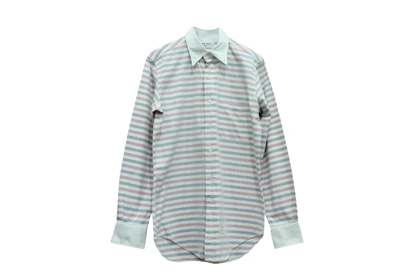 Take Advantage Thom Browne Classic Long Sleeve Stripe Shirt in Multicolor Cotton