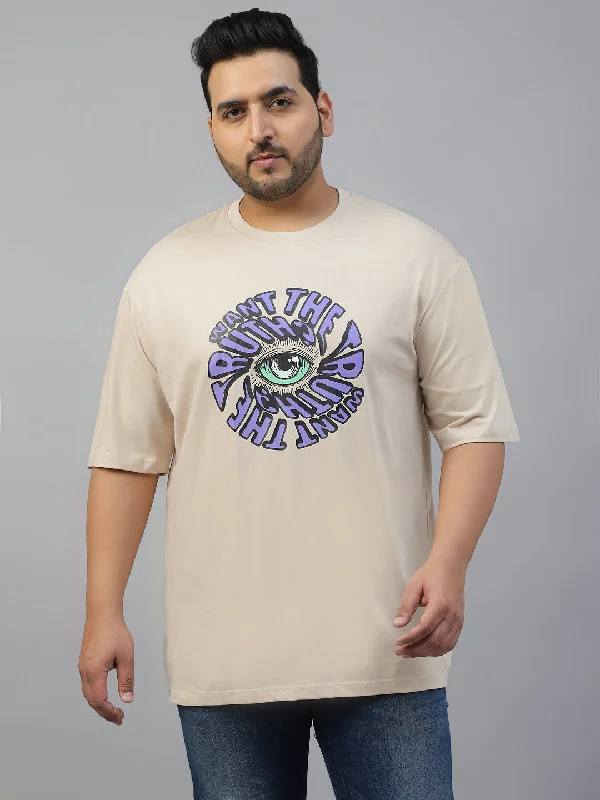 Super Bargain Truth Beige Oversized Chest Plus Size Graphic Printed Tshirt