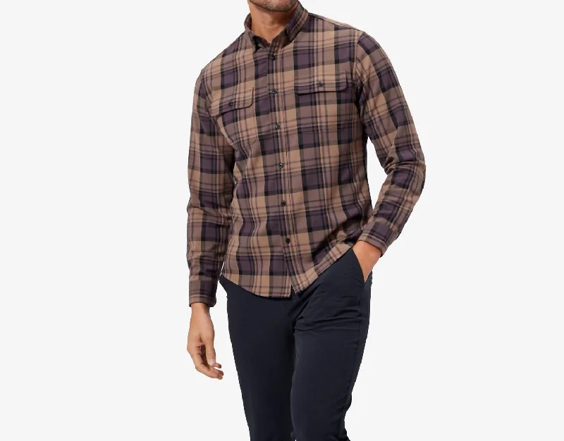 Upstate Flannel Shirt In Caribou Brown Plaid