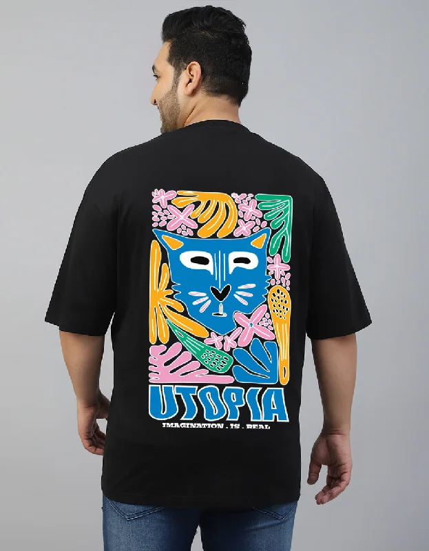 Midnight Madness Utopia Black Oversized Back Graphic Plus Size Printed Tshirt