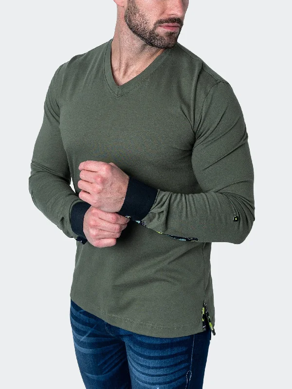Instant Savings V-Neck EdisonSolidSkull Green