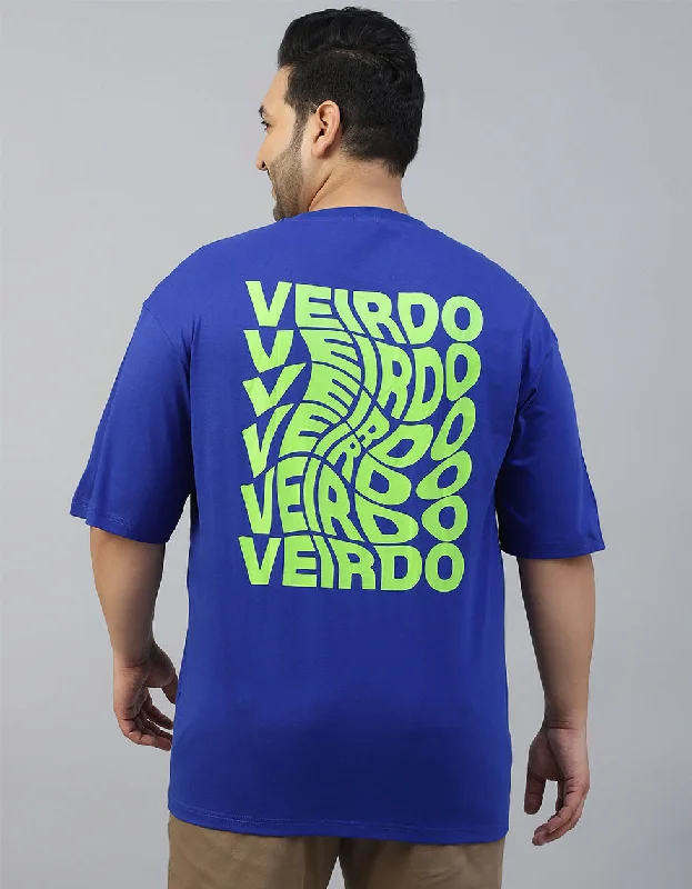 Savings Soar This Weekend Veirdo Blue Oversized Back Graphic Plus Size Printed Tshirt