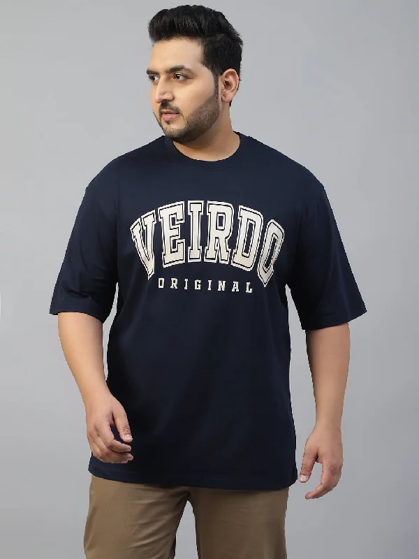 Sale Event Veirdo Original Navy Oversized Typography Plus Size Printed Tshirt
