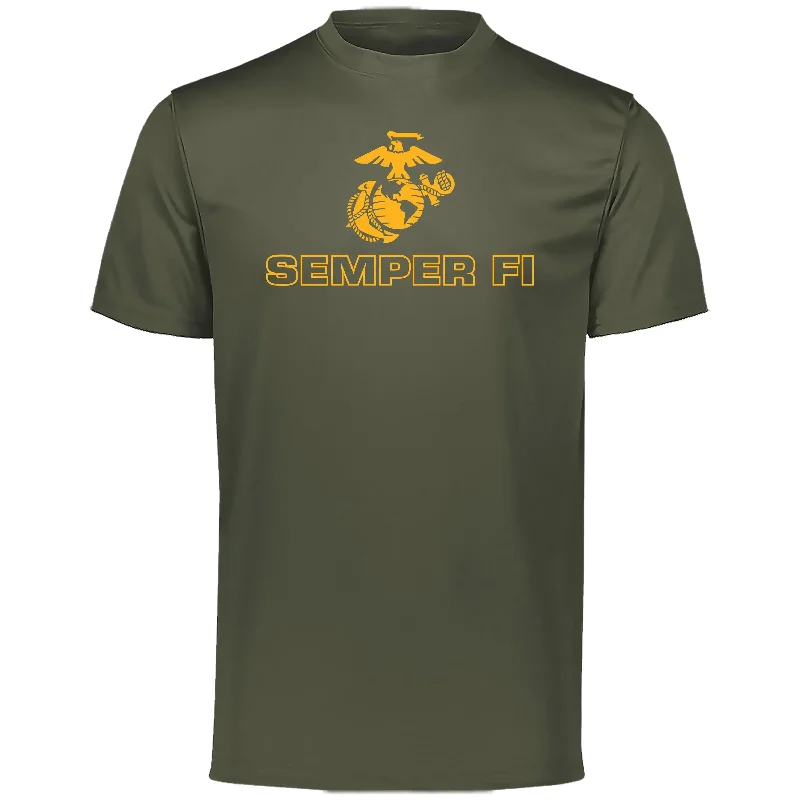 Savings Soar This Weekend Vintage Gold EGA Semper Fi Olive Drab Performance Tee