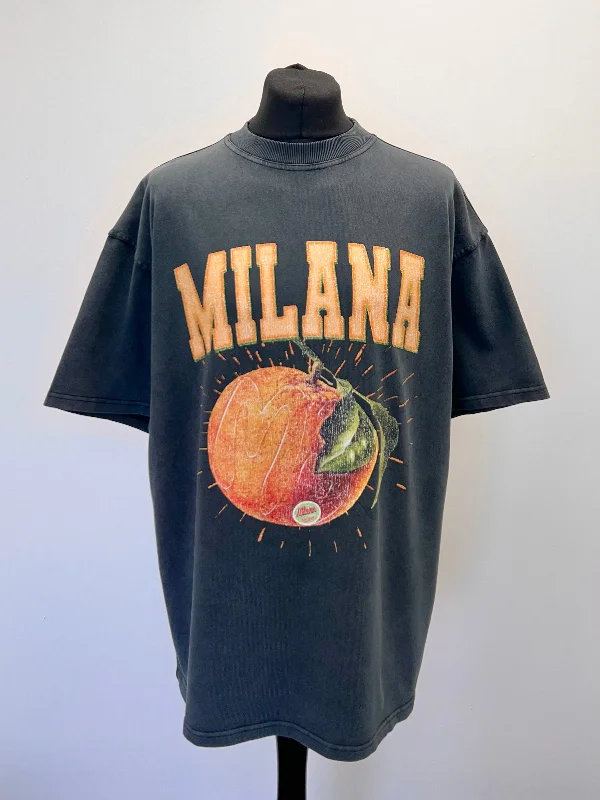 Washed Black Orange Heavyweight T-shirt.