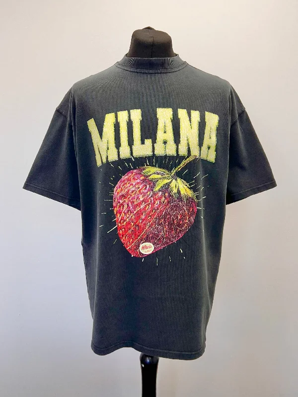 Washed Black Strawberry Heavyweight T-shirt.