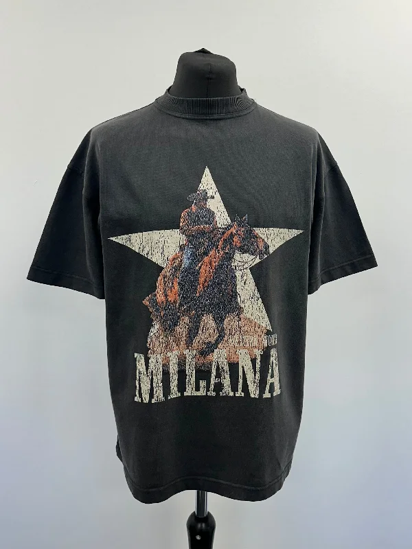 Washed Black Western World Heavyweight T-shirt.