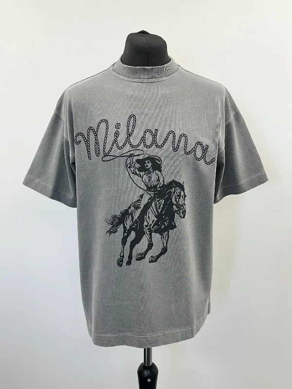 Washed Charcoal Cowgirl Heavyweight T-shirt.