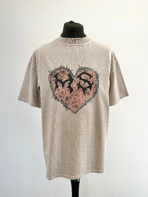 Washed Taupe MS Heart Heavyweight T-shirt.