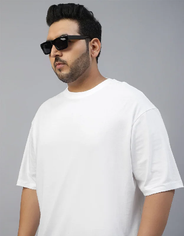 Year-End Sale White Solid Oversized Plus Size T-shirt