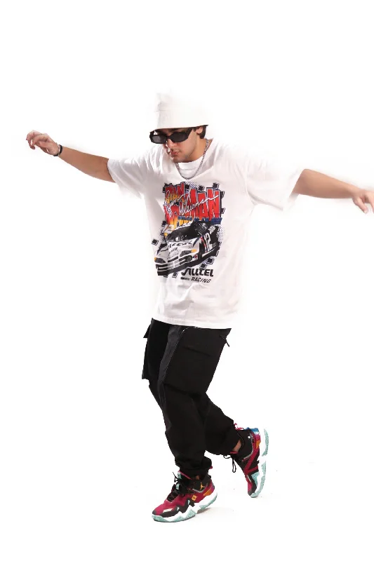 Flash Deal White Motorsport Oversized T-Shirt