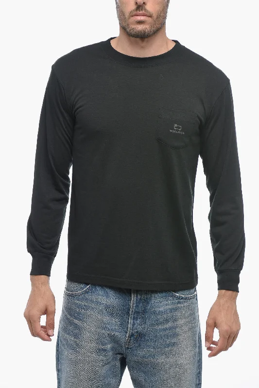 Woolrich Long Sleeved Crew-neck T-Shirt with Breast Pocket