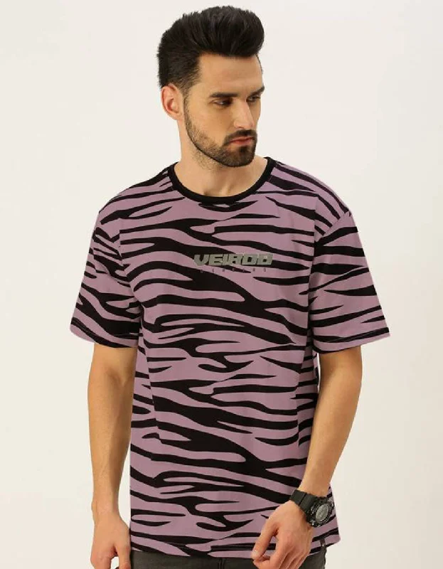 Special Price Zebra Lilac Oversized All Over Animal Print Tshirt