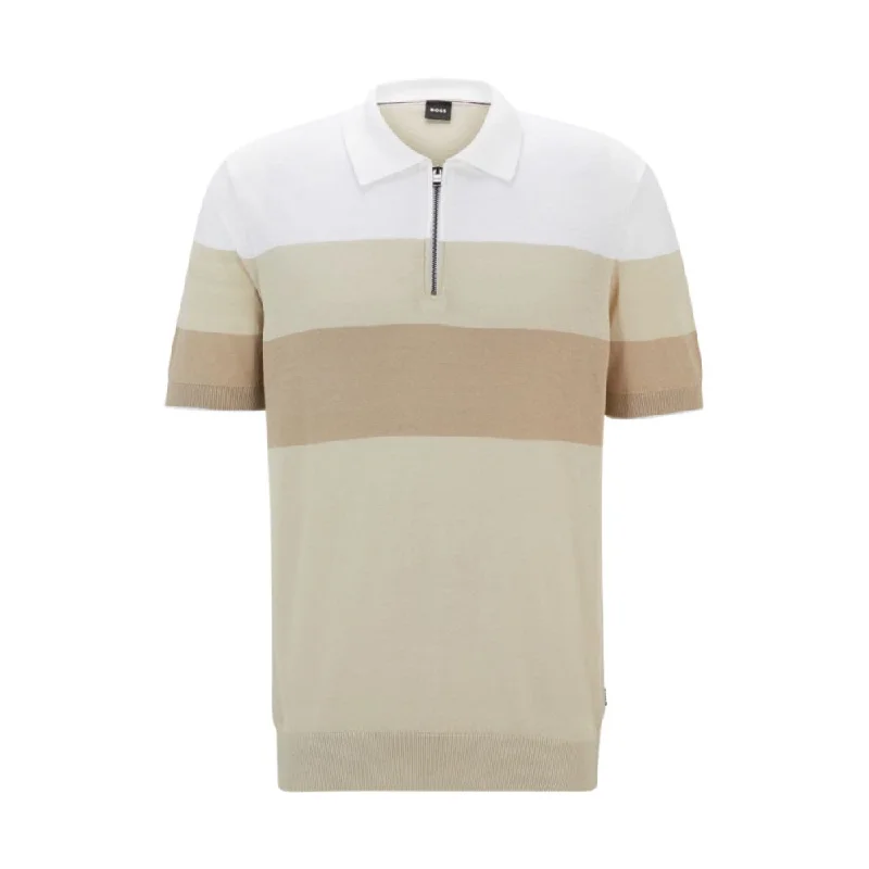 Zip-neck knit polo in a linen blend